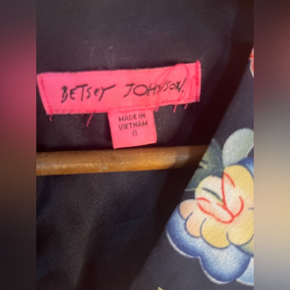 Betsey Johnson boho bell sleeved floral dress size 8 in navy - Picture 3 of 5